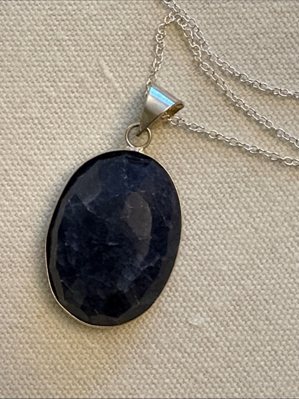Lapis Lazuli Faceted Stone Pendant Necklace - Picture 3 of 4